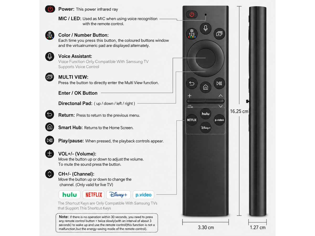 Replacement Voice Remote Control for Samsung Smart TVs