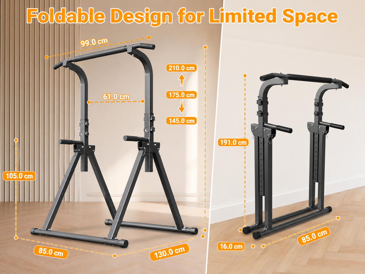 Power Tower Pull Up Bar Dip Station Bench Foldable