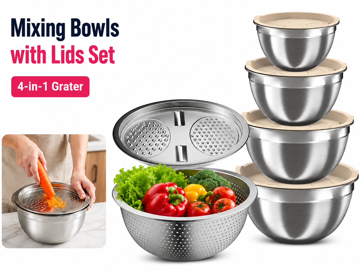 Stainless Steel Mixing Bowls with Lids Set