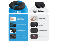 Thumbnail for Donut Pillow Orthopedic Memory Foam Seat Cushion – Tailbone Support Black