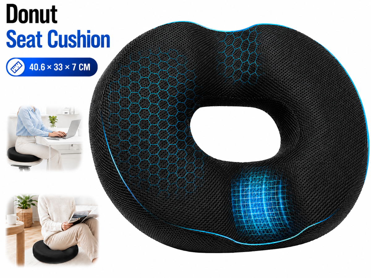 Donut Pillow Orthopedic Memory Foam Seat Cushion – Tailbone Support Black