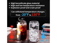 Thumbnail for 4 Pack Drinking Glass Cup with Bamboo Lid and Straw Set