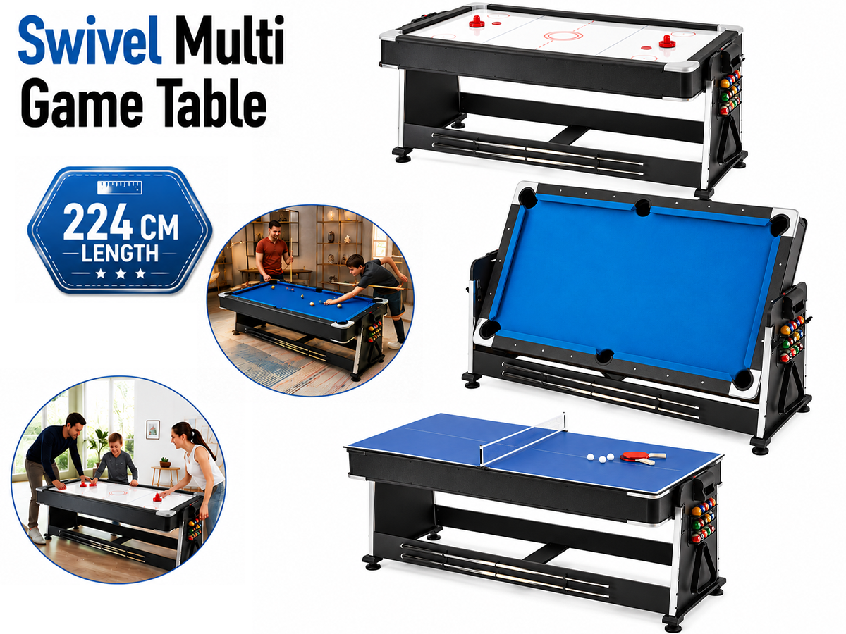 3 in 1 Pool, Air Hockey & Table Tennis
