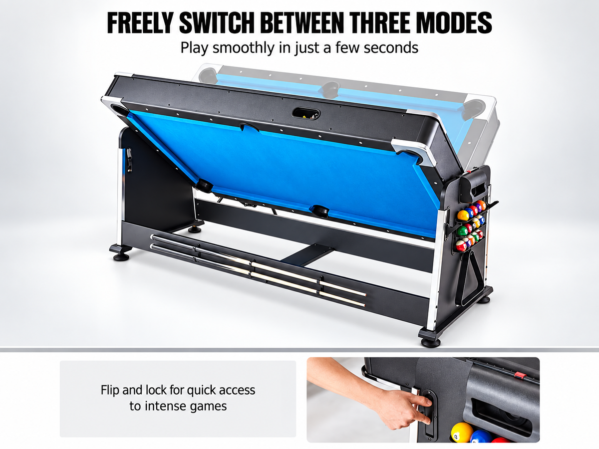 4-in-1 Multi-Game Table – Billiards, Air Hockey, Table Tennis Dining