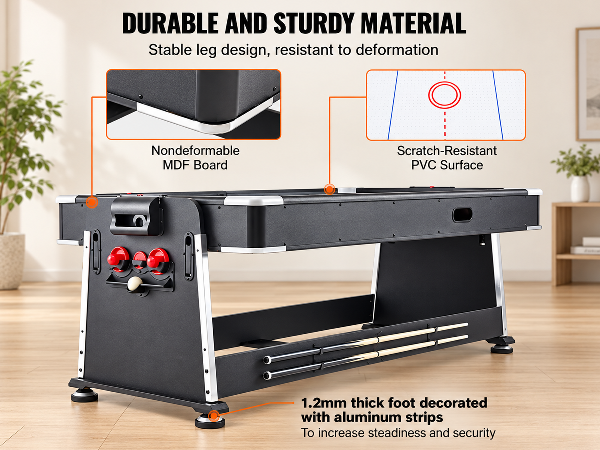 3 in 1 Pool, Air Hockey & Table Tennis