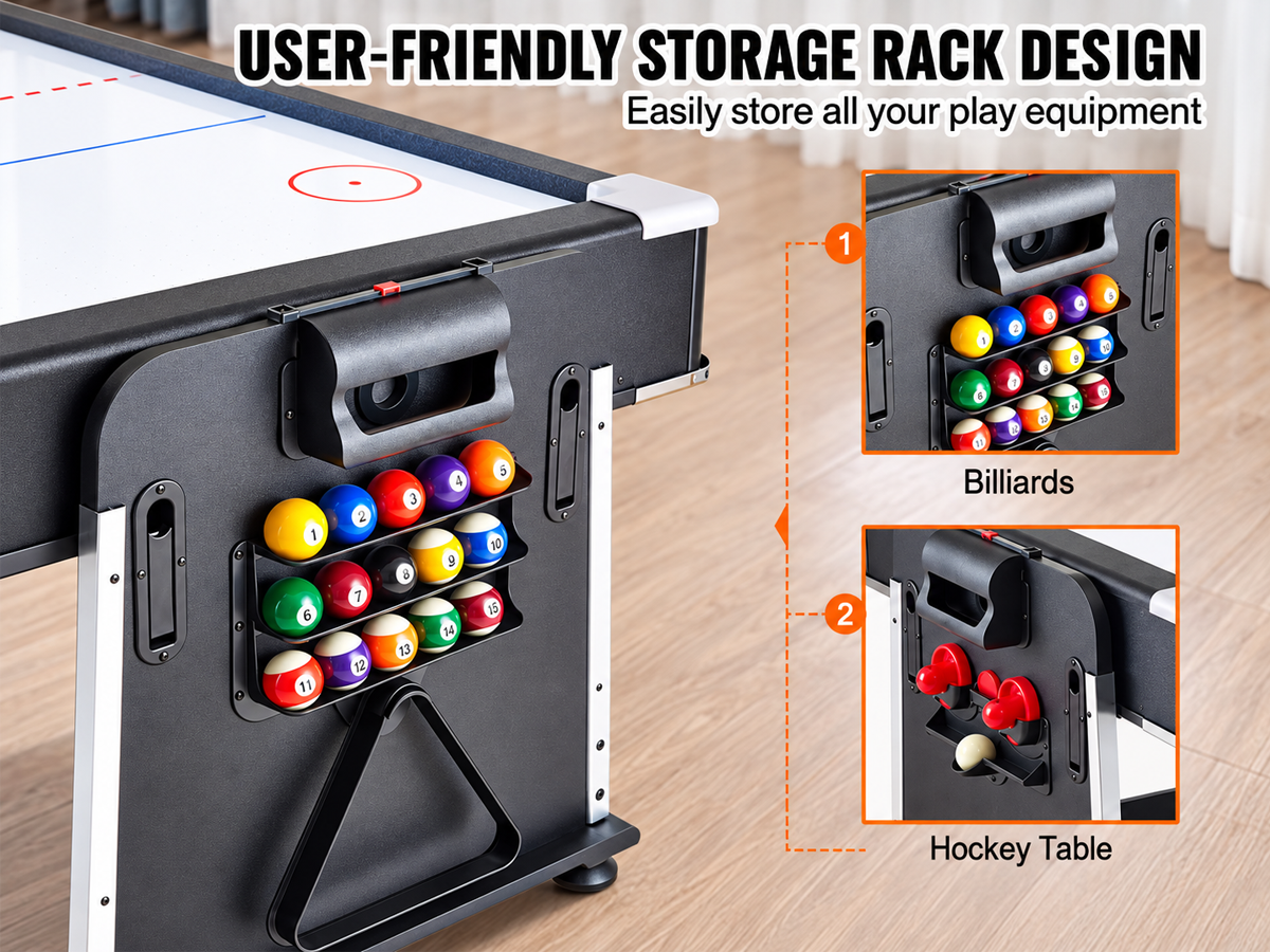 4-in-1 Multi-Game Table – Billiards, Air Hockey, Table Tennis Dining