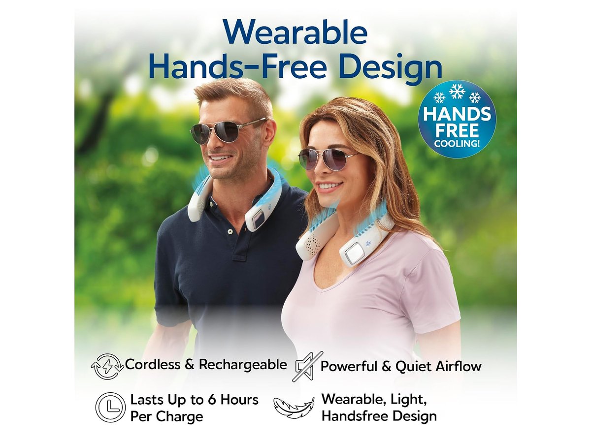 Neck Fan with 3 Speeds USB-C Rechargeable