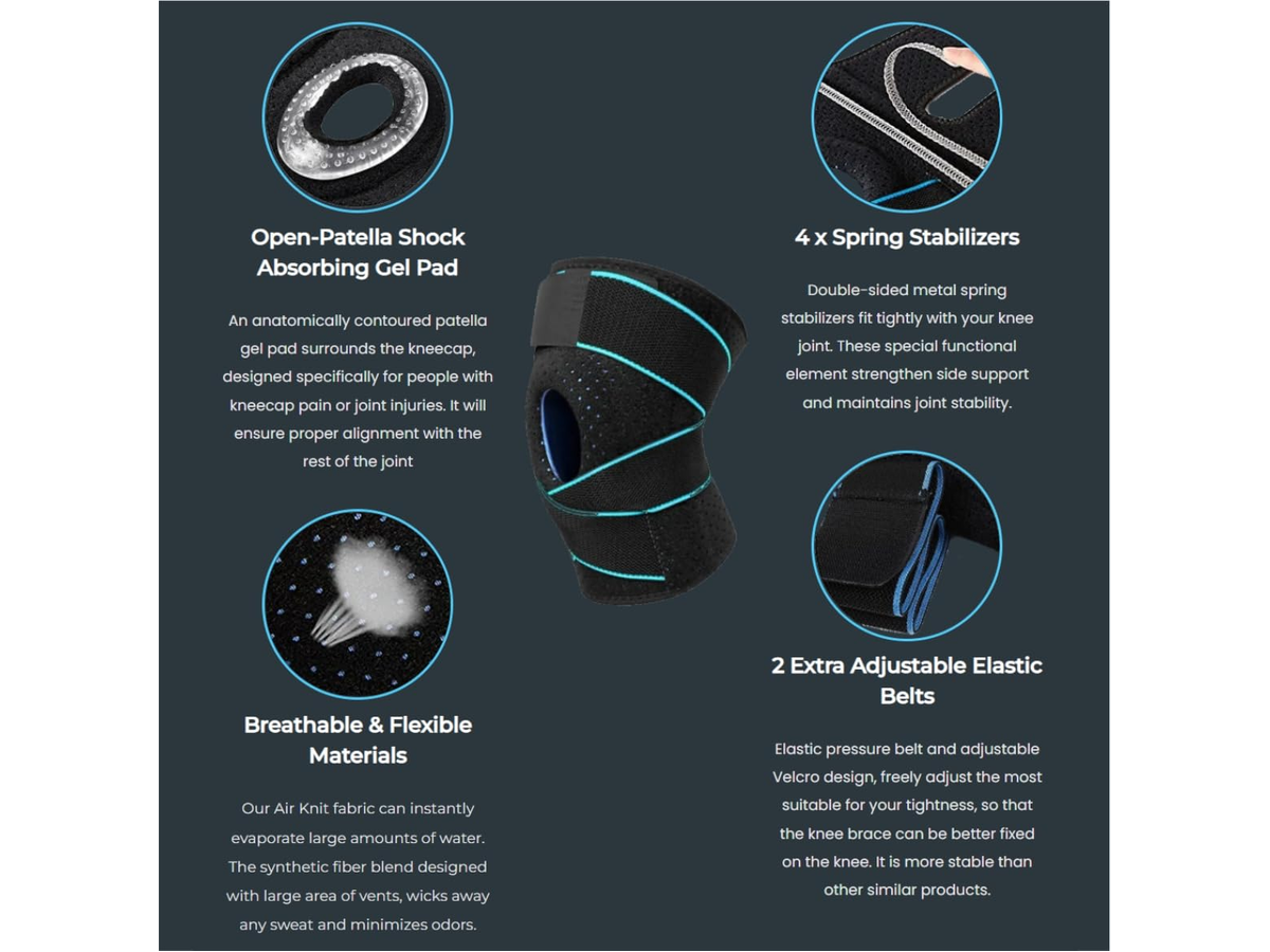 Knee Support 2 Pack with Dual Spring Support