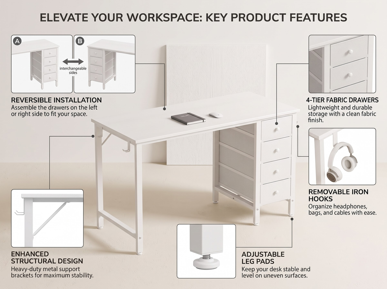 Computer Desk with Drawers