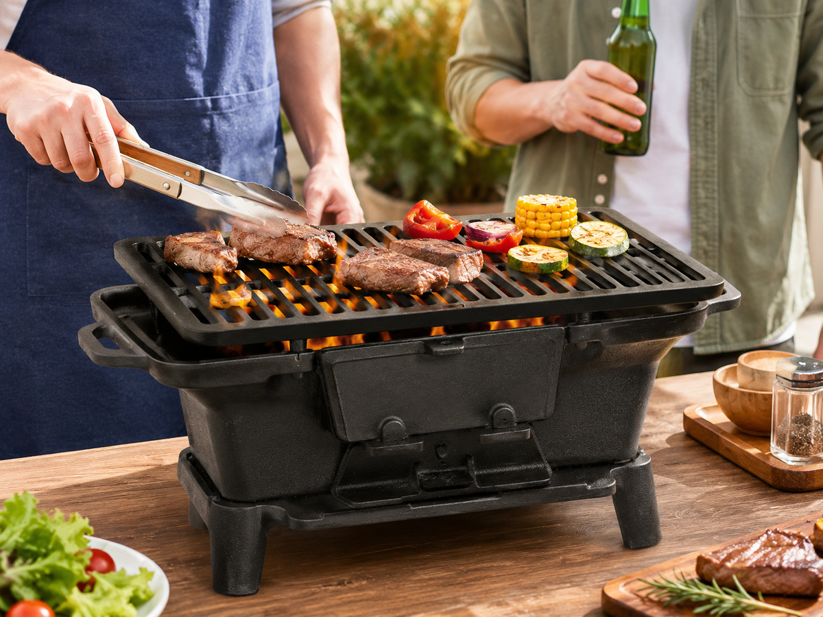Hibachi Style Cast Iron Charcoal BBQ Grill
