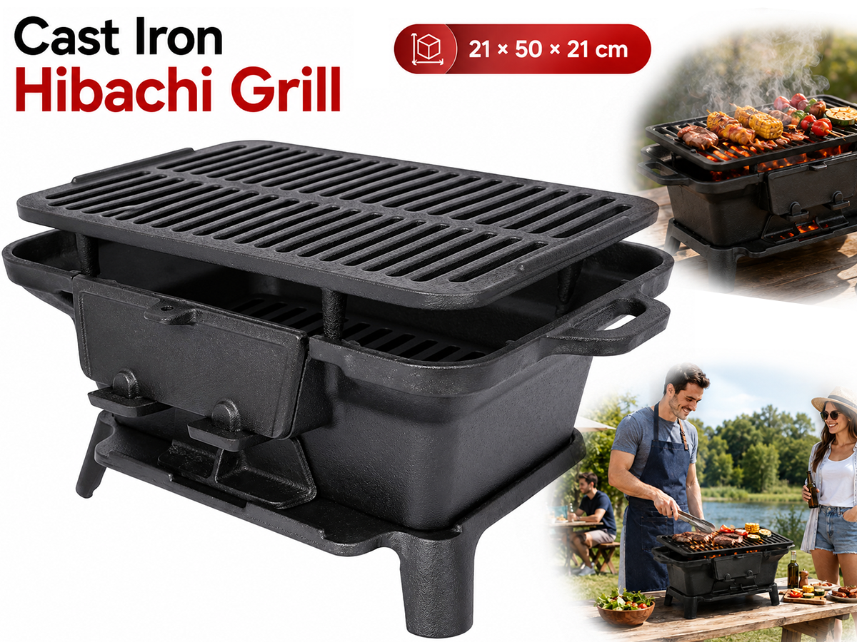 Hibachi Style Cast Iron Charcoal BBQ Grill