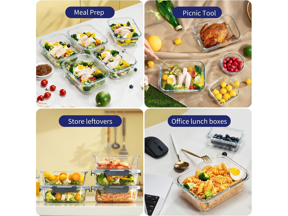 12 Piece Glass Storage Containers with Lids