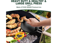 Thumbnail for Cast Iron Grill Press 2 Pack Round and Rectangular Smash Burger Press