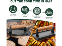 Thumbnail for Cast Iron Grill Press 2 Pack Round and Rectangular Smash Burger Press