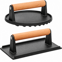Thumbnail for Cast Iron Grill Press 2 Pack Round and Rectangular Smash Burger Press