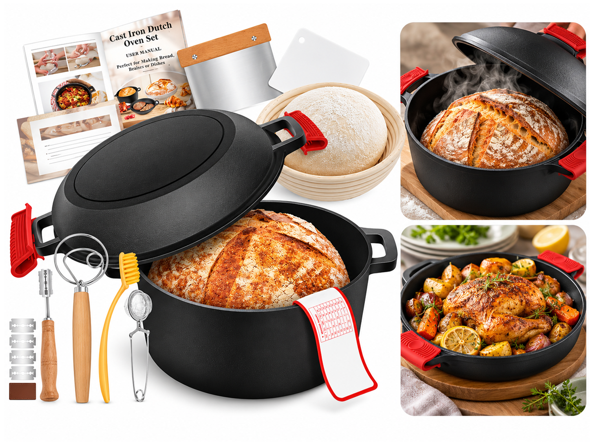 Cast Iron Dutch Oven Kitchen Bread Baking Pot