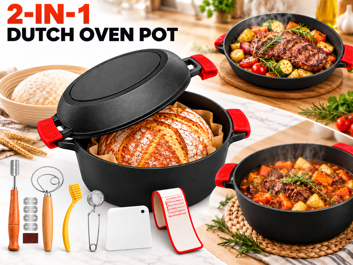 Cast Iron Dutch Oven Kitchen Bread Baking Pot