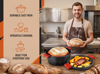 Thumbnail for Cast Iron Dutch Oven Kitchen Bread Baking Pot