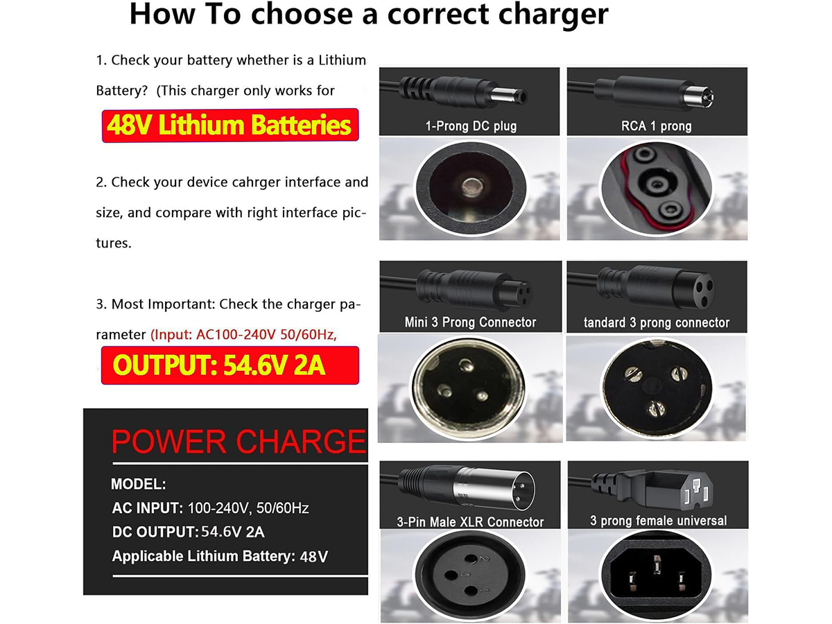 54.6V 2A Electric Scooter Charger