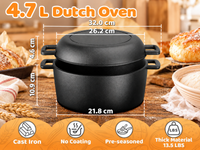 Thumbnail for Cast Iron Dutch Oven 2 in 1 Cast Iron Dutch Oven Skillet Lid Set