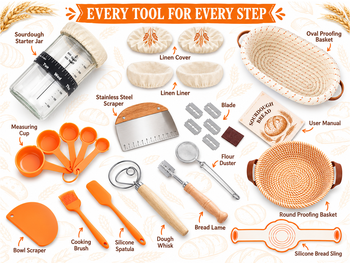 Sourdough Starter Kit with Bread Proofing Basket