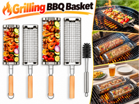 Thumbnail for Rolling Grill Basket – Stainless Steel BBQ Net Tube for Meat, Vegetables & Seafood Outdoor Cooking