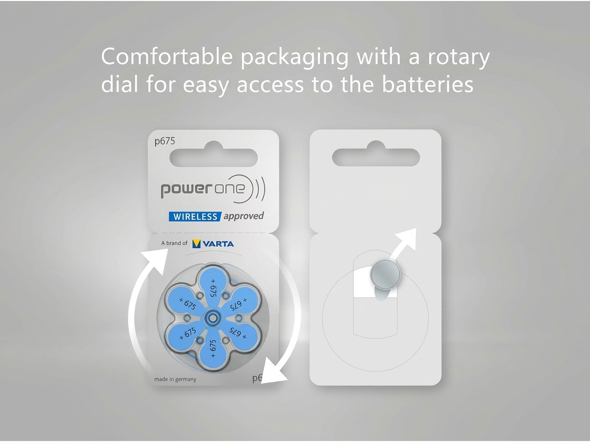 PowerOne P675 size 675 Hearing Aid Batteries 60 Pack
