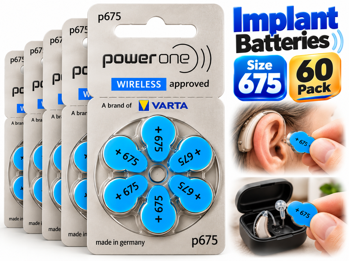 PowerOne P675 size 675 Hearing Aid Batteries 60 Pack