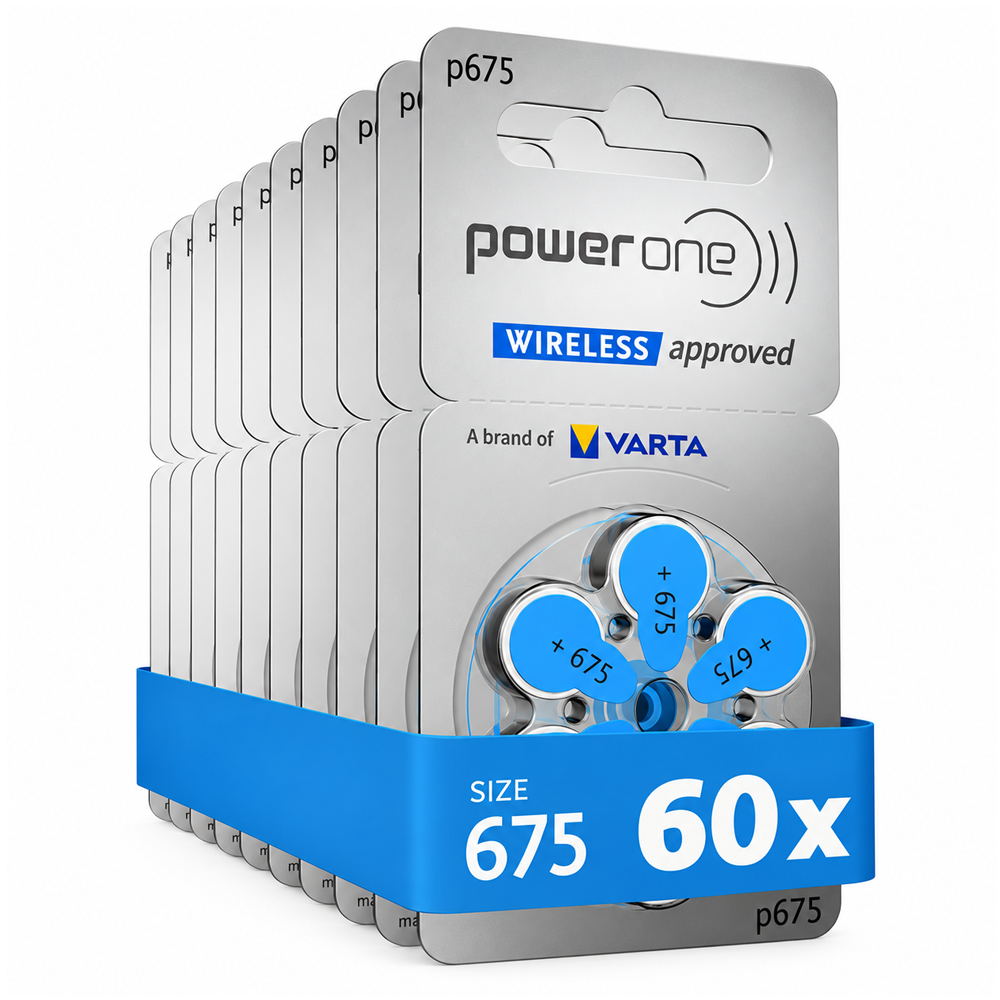 PowerOne P675 size 675 Hearing Aid Batteries 60 Pack