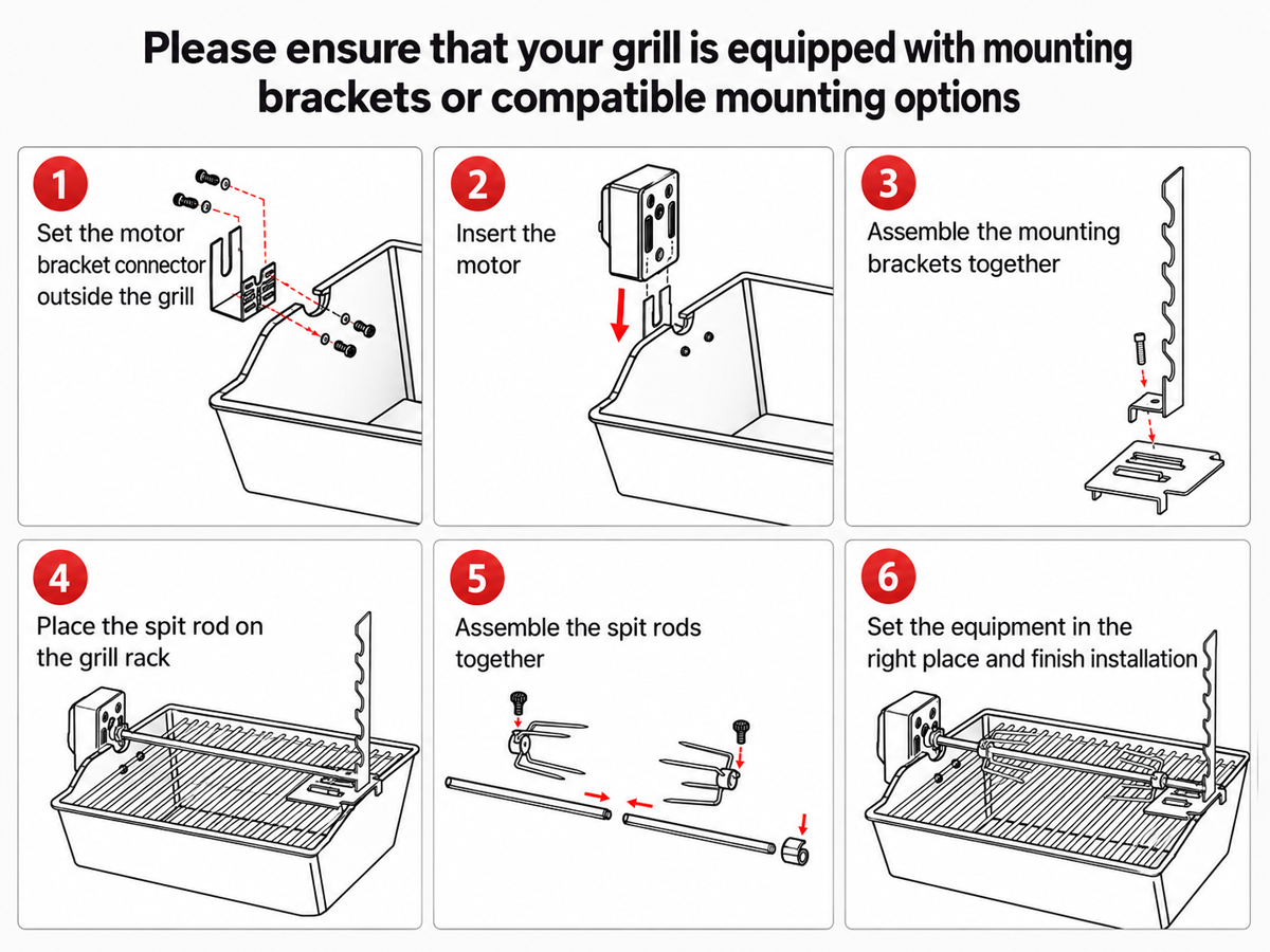 Electric BBQ Rotisserie Grill Kit