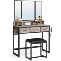 Thumbnail for VASAGLE makeup vanity with tri-fold mirror and stool