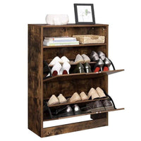 Thumbnail for Shoe Cabinet rustic brown front view with two flap compartments