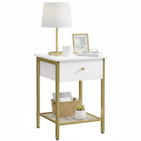 Thumbnail for VASAGLE bedside table white with gold handles