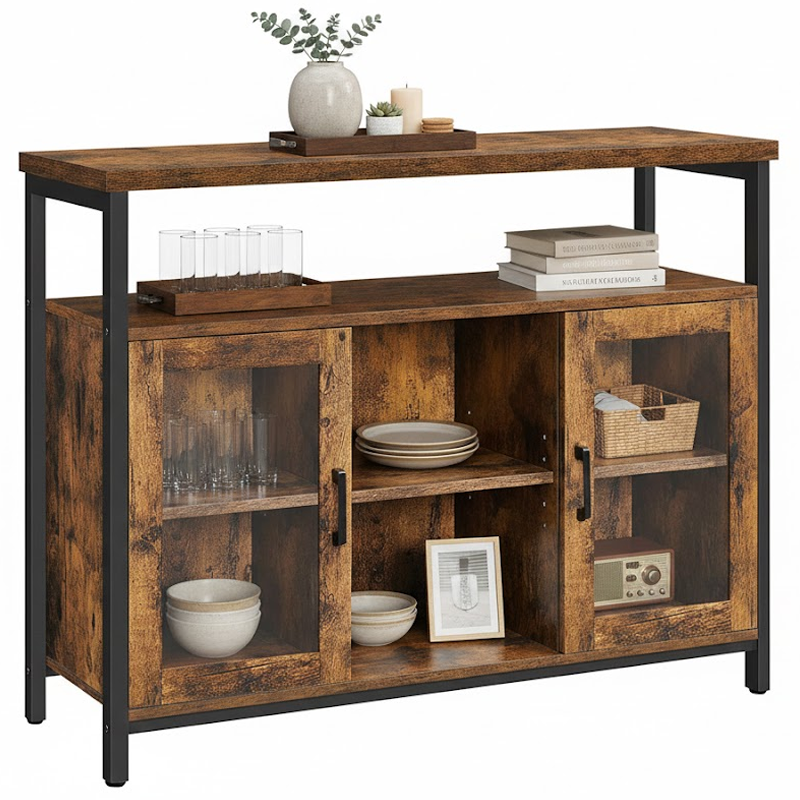 VASAGLE buffet cabinet table with glass doors