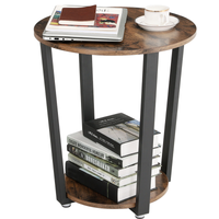 Thumbnail for VASAGLE round side table with rustic brown top