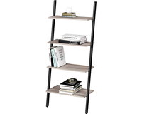 Thumbnail for Leaning Wall Bookcase Rustic Brown Wood Plant Stand