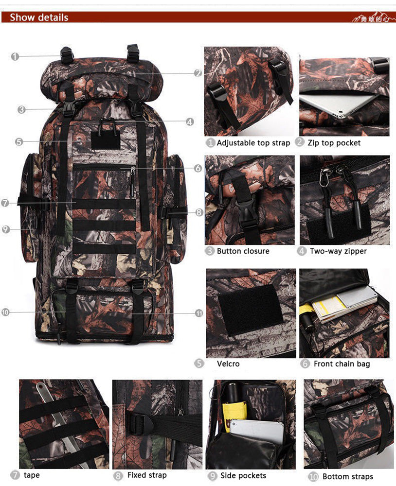 Tramping Pack Backpack Bag 100L Waterproof Tactical Military Hiking Camping BAG - The Shopsite