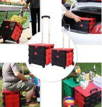 Thumbnail for Foldable Trolley Foldable Shopping Trolley Cart Portable Collapsible Folding Wheel Grocery Trolley Crate