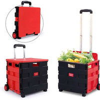 Thumbnail for Foldable Trolley Foldable Shopping Trolley Cart Portable Collapsible Folding Wheel Grocery Trolley Crate
