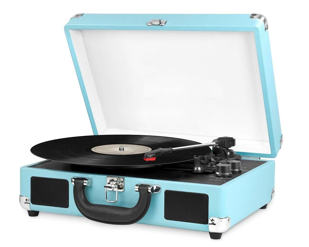Turntable side view with textured exterior