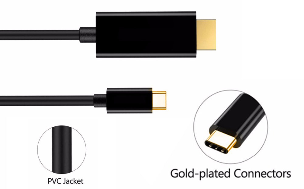 Side view of USB C to HDMI cable length