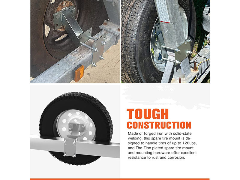 Trailer tyre carrier with included screws and nuts