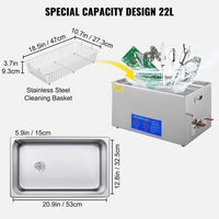 Thumbnail for 22L Ultrasonic Cleaner Stainless Steel with Digital Timer - The Shopsite