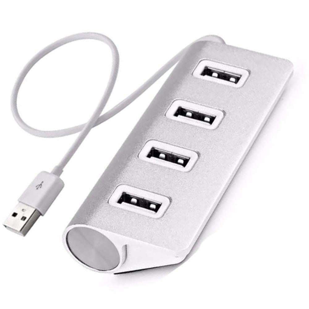 USB hub with sleek silver finish