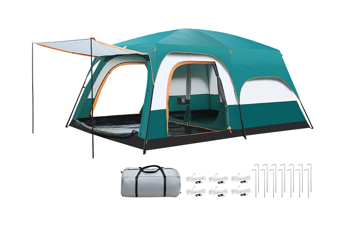 Tent with sunshade extension attached