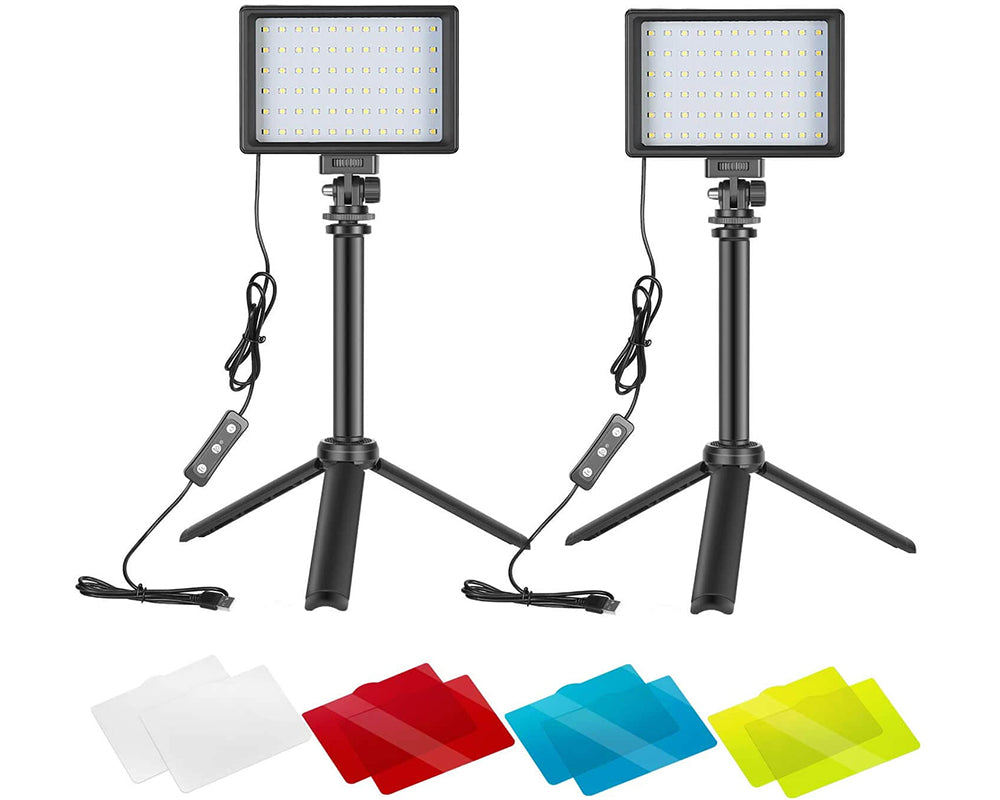 2-Pack Dimmable 5600K USB LED Video Light with Adjustable Tripod Stand