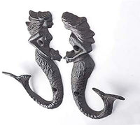 Thumbnail for Cast Iron Mermaid Hook - Rustic - Set Of 2 - The Shopsite