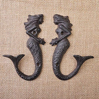 Thumbnail for Cast Iron Mermaid Hook - Rustic - Set Of 2