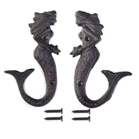 Thumbnail for Cast Iron Mermaid Hook - Rustic - Set Of 2 - The Shopsite