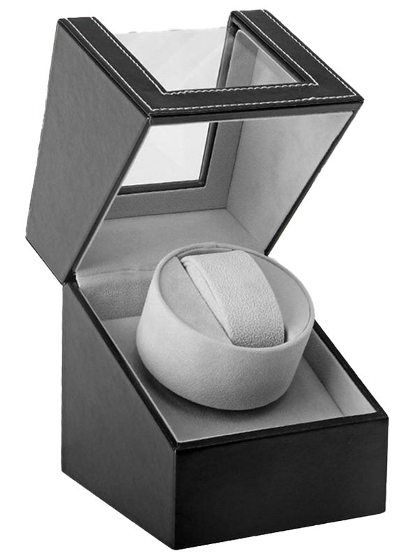 Black watch winder with acrylic glass cover
